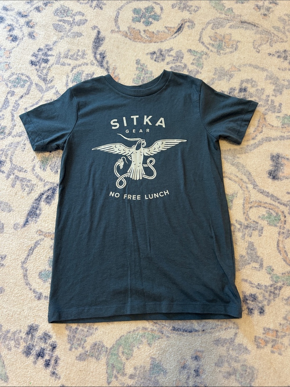 Sitka Gear Kids' Short Sleeve Tee - Dark Teal with White Graphic